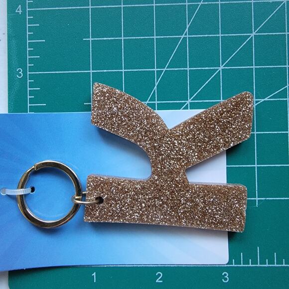 K Keychain Initial Gold Glitter Acrylic Gift Stocking Stuffer Christmas Birthday - Picture 3 of 3